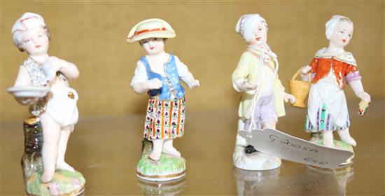 Four small Berlin porcelain figures, one A/F(-)